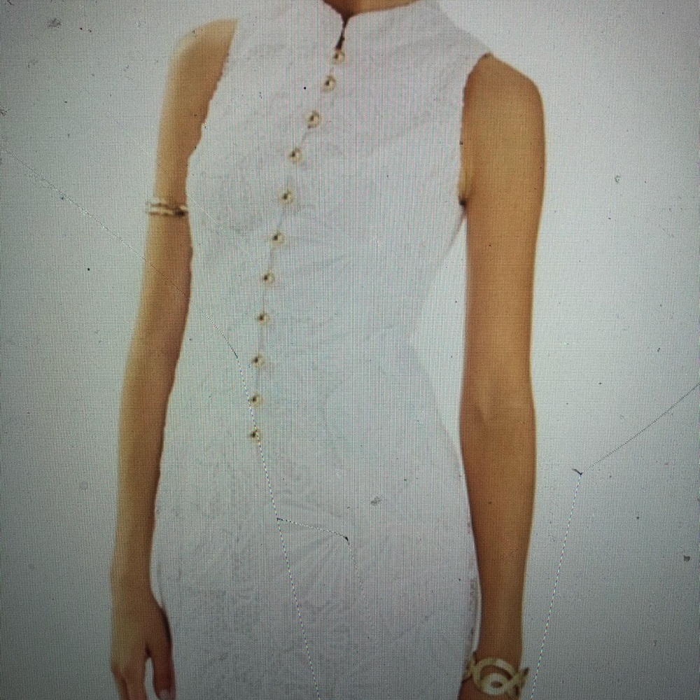 Lily Pulitzer white shift dress with gold buttons